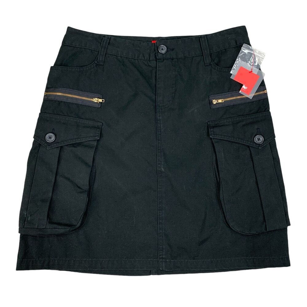 Mossimo Skirt Womens Junior 9 Black Cargo Pockets Cotton Outdoor Zip Fly Mini